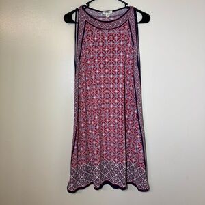 Max Studio Red and White Geometric Sleeveless Dress